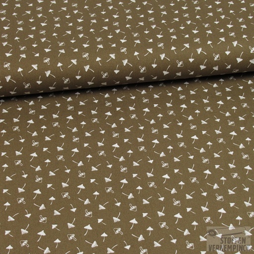 [HE-133.702-0009] Katoen Print Paddenstoeltjes Taupe