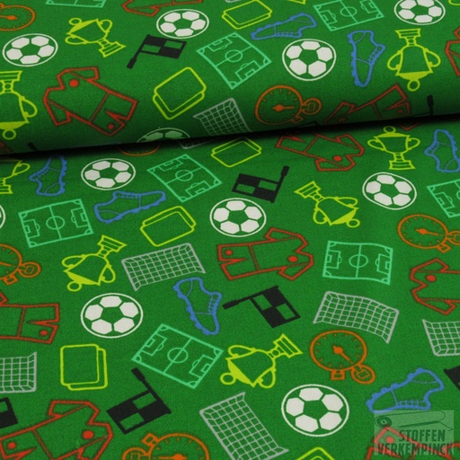 [POL-923555-60] Katoen Print Soccer Fun Groen