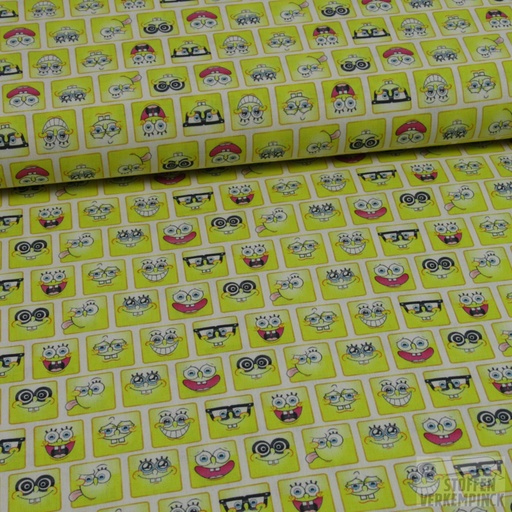 [POL-669133-20] Katoen Print Spongebob Emojis Geel