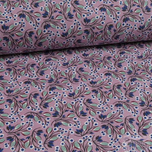 [DO-37SELYN 1B] Katoen Print Twijgjes Violine/Groen