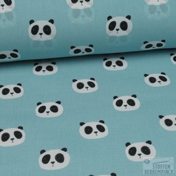 [CD-5161-003] Katoen print panda lichtblauw