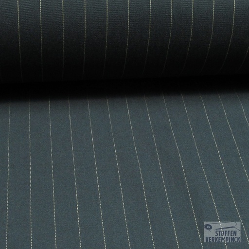 [FA-2237-7] Gabardine Krijtstreep  18 mm  Zwart/Beige