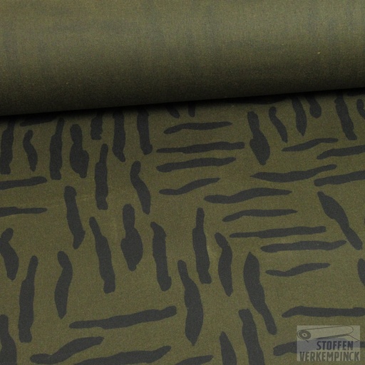 [VE-08437-005] Oliedoek print Abstract Zebra Kaki