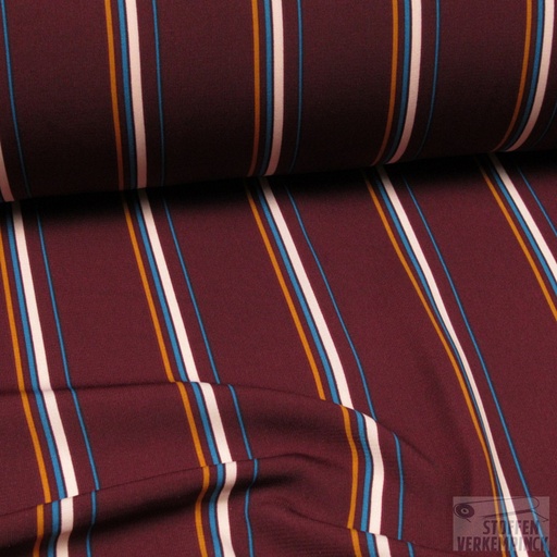 [MAD-STRIPE-CABERNET] Polyester Print Strepen Cabernet
