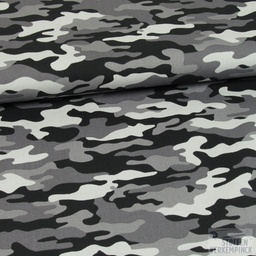 [VE-08218-012] Popeline Print Camouflage Grijs