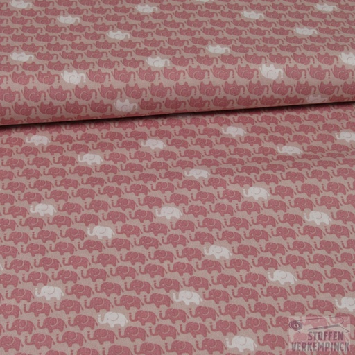 [MU-4895-1611] Popeline Print Elephants Roze