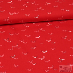 [MU-4640-15] Popeline Print Seagulls Red