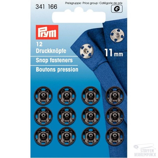 [022.341166] Prym Aannaaidrukknopen 11mm Zwart
