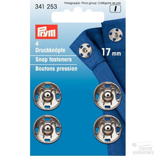 [022.341253-KRT] Prym Aannaaidrukknopen 17mm Zilver
