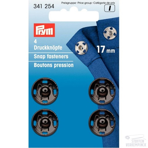 [022.341254-KRT] Prym Aannaaidrukknopen 17mm Zwart