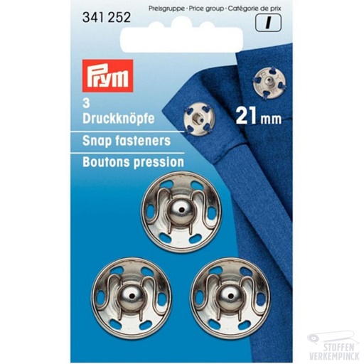 [022.341252-KRT] Prym Aannaaidrukknopen 21mm Zilver