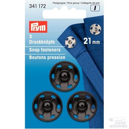 [022.341172-KRT] Prym Aannaaidrukknopen 21mm Zwart