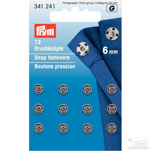[022.341241] Prym Aannaaidrukknopen 6mm Zilver