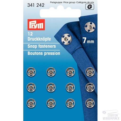[022.341242] Prym Aannaaidrukknopen 7mm Zilver