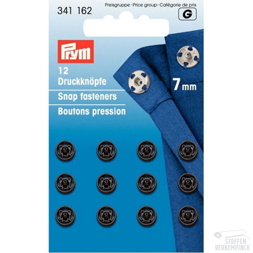 [022.341162] Prym Aannaaidrukknopen 7mm Zwart