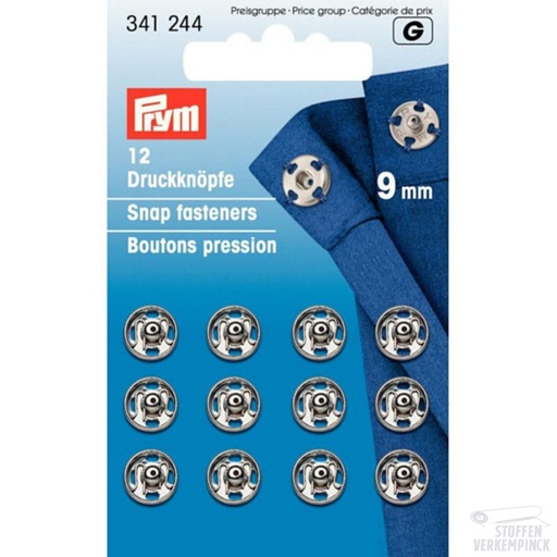 [022.341244] Prym Aannaaidrukknopen 9mm Zilver