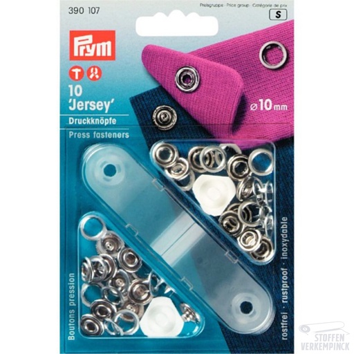 [022.390107-KRT] Prym Naaivrije Drukknopen Jersey 10mm Zilver